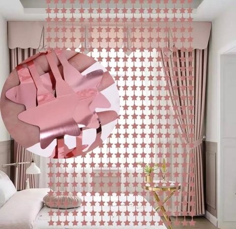 Cortina Metalizada Estrella Rose Gold x un