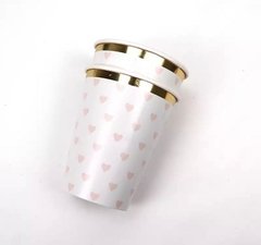 Vaso Corazón Borde Dorado x 10 un - comprar online