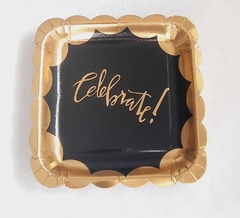 Plato "Celebrate" Borde metalizado x 10 un - comprar online