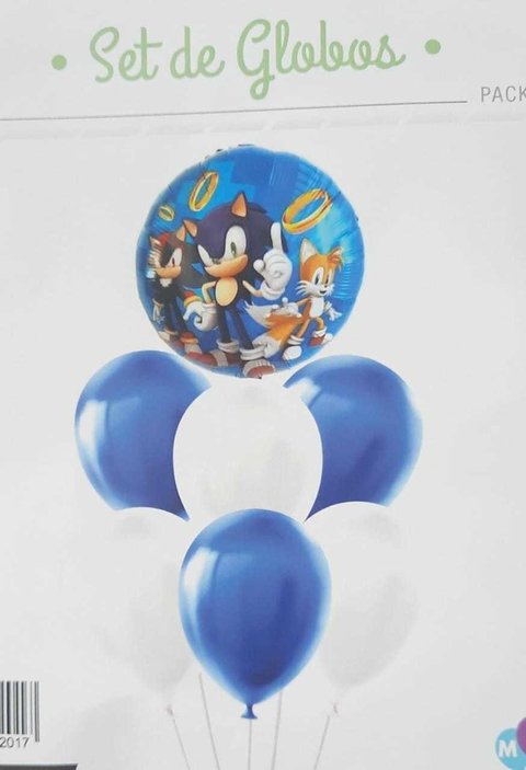 SET/KIT DE GLOBOS SONIC 7 UNIDADES X 1