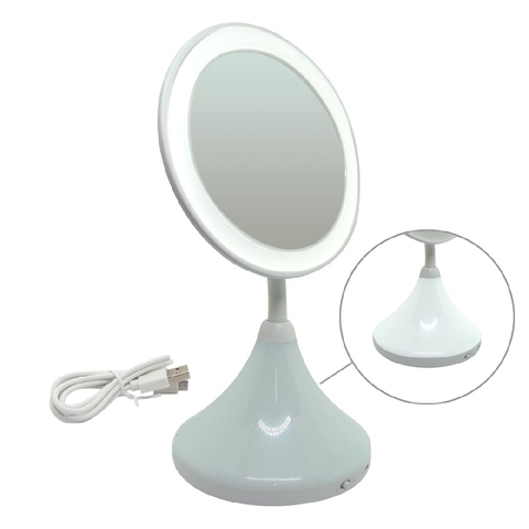 ESPEJO PARA MAQUILLAJE CON LUZ Y AUMENTO 10X DE 15 CM DE ALTO