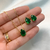Conjunto colar e brinco gota zircônia verde esmeralda banhado a ouro 18k - comprar online