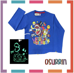 Remera ML GLOW DIGITAL CIRCUS que BRILLA en la oscuridad 100% algodón peinado premium