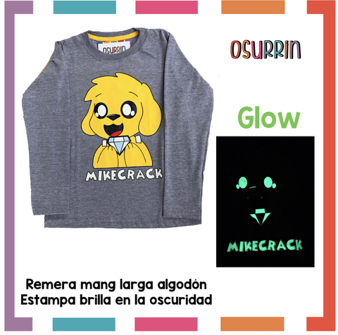 Remera ML GLOW que BRILLA en la oscuridad 100% algodón peinado premium MIKECRACK
