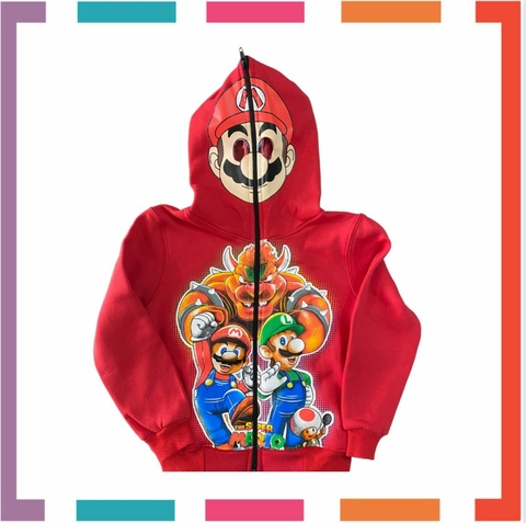 Campera Doble Frisa Capucha con Mascara y Boslillos MARIO