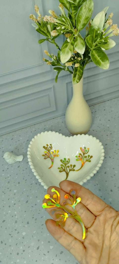 Recorte de folhagem holográfico dourado, MODELO 5