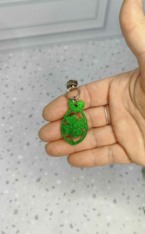 Cursor/Puxador de zíper niquelado N/5 TREVO DE 4 FOLHAS