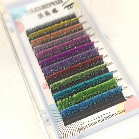 Pestañas con glitter Mix D0.10 12 filas 8-15mm en internet