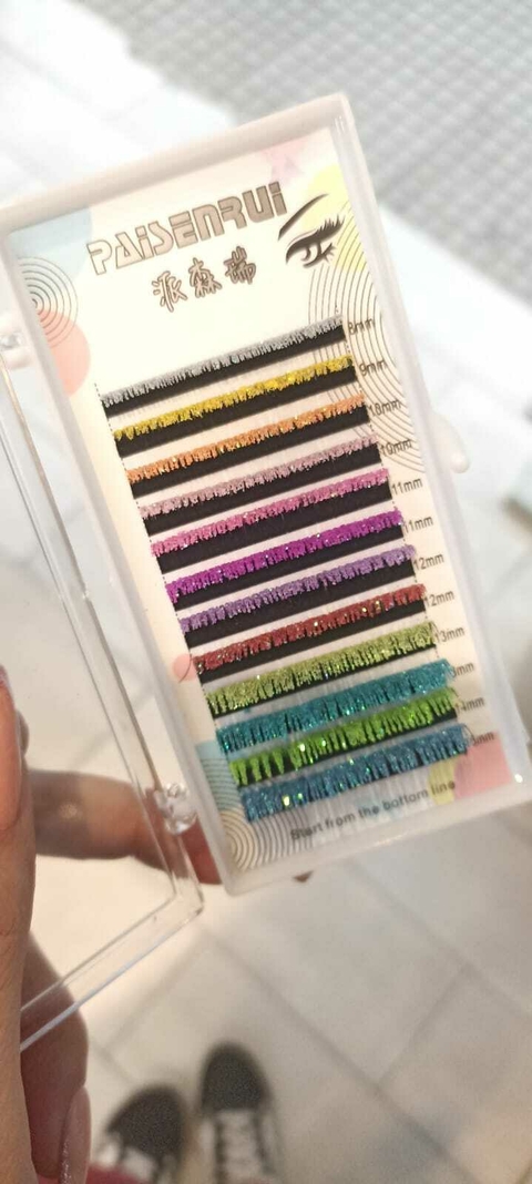 Pestañas con glitter Mix D0.10 12 filas 8-15mm - comprar online