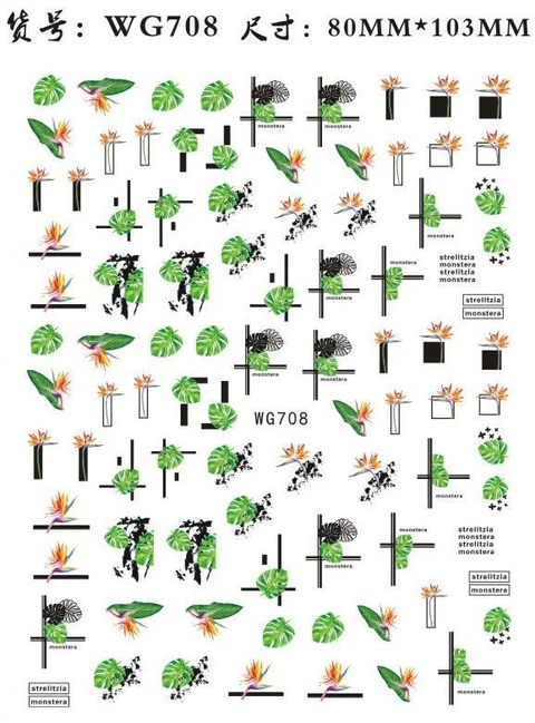 stickers hojas verdes x 1u