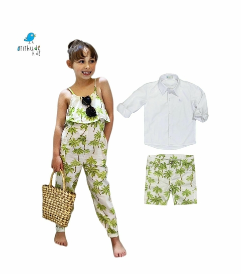 Conjunto irmãos Coqueiros|Jardineira e bermuda - Duas peças