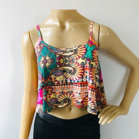 Blusa Cropped Alcinha Estampado P Novo