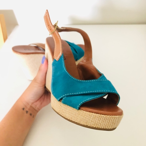 Sandália Feminina Anabela Azul Pienzzo 36