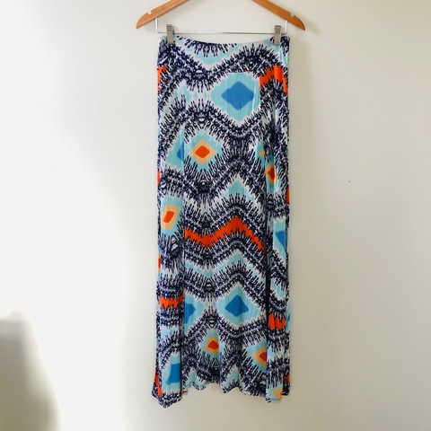 Saia Longa Estampada Azul Tricats G