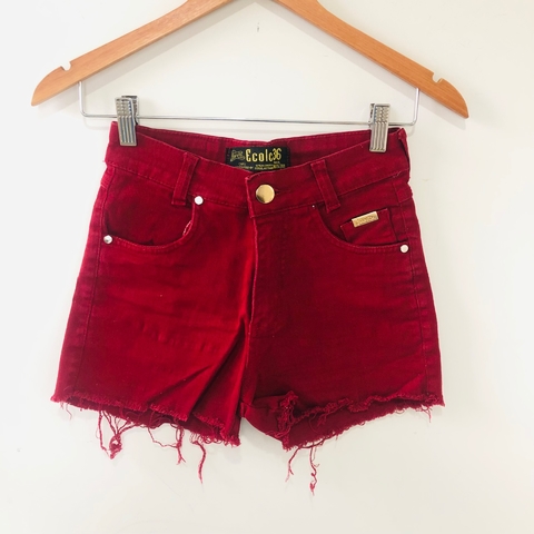 Shorts Jeans Bordô Cintura Alta Hot Pants Ecolc 36