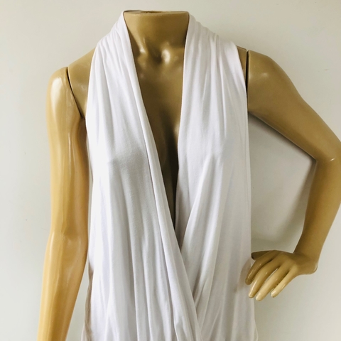 Blusa Regata Decote Profundo Off White M