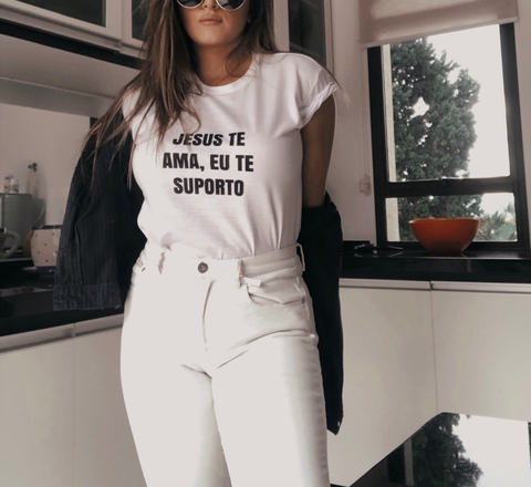 Camiseta Jesus Te Ama Eu Te Suporto Tam P/M