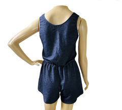 Macaquinho Curto de Malha Imita Jeans P - comprar online