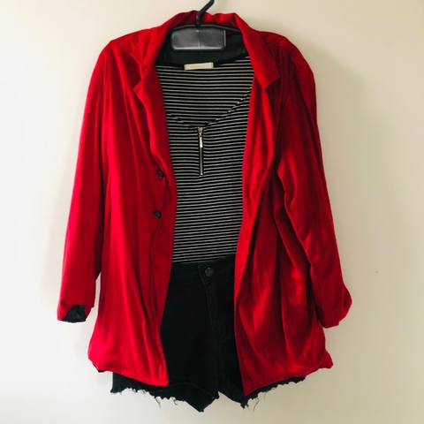 Blazer Alongado Veludo Vermelho M