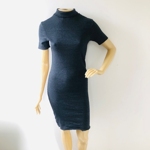 Vestido Midi Cinza Mescla Coladinho Kim Kardashian P Novo