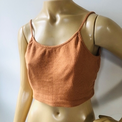 Blusa Cropped Alcinha Caramelo Riachuelo G na internet