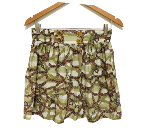 Saia Curta Estampada Elástico na Cintura Acostamento M