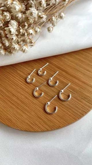 Trio de Brincos Argolinha Banho de Prata 921