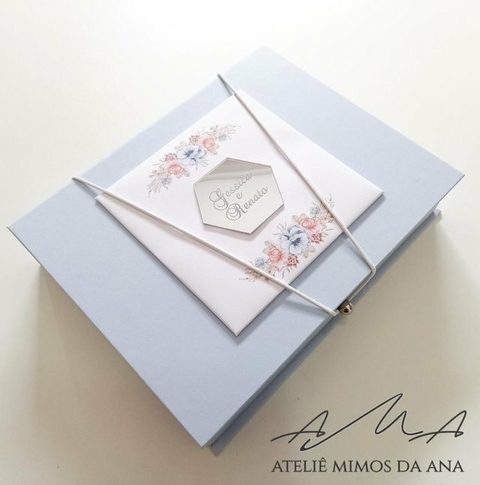 Caixa Gessica & Renato - 20 x 25 x 5 - Azul Santorini