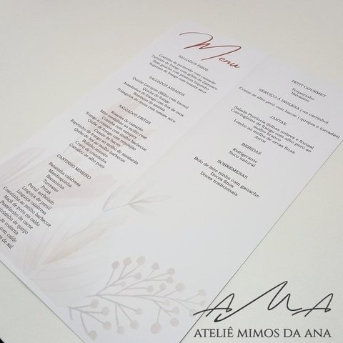 Menu Gislaine & Juscelino