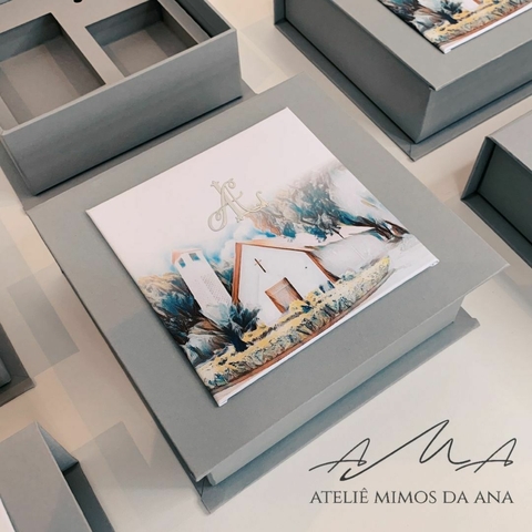 Caixa Letícia & Augusto - 15 x 15 x 5 - Cinza Milano