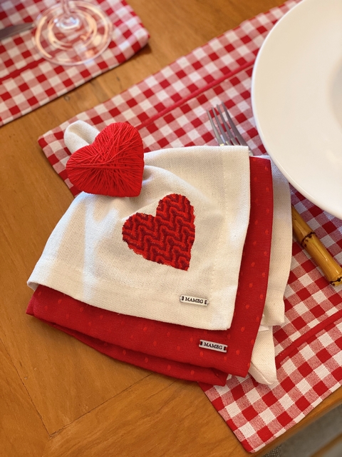 Jogo Americano Barra Bordada Vichy Vermelho