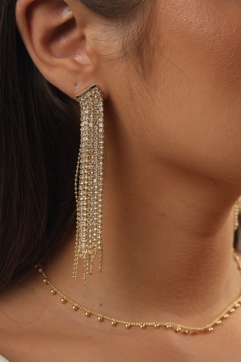 Brinco Franja com Zirconias