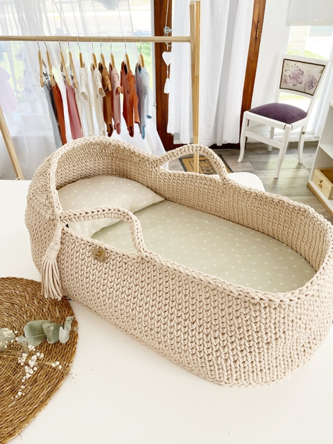 Moisés Tejido Artesanal con Colchon + Almohadita decorativa - comprar online