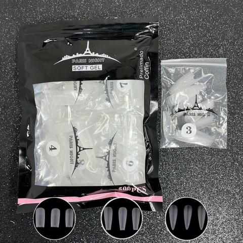 Tips paris night para soft gel prelimado 500 pcs