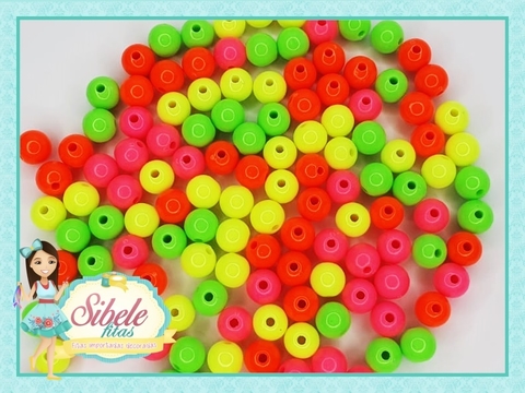 Miçanga Plástica Neon Sortida n8 (30g)