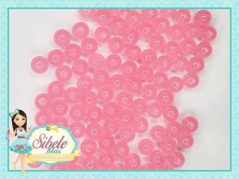 Miçanga Bolinha n8 Translúcida Rosa Claro (30g)