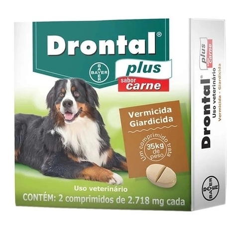 Drontal para Cães de 35kg Sabor Carne - 02 comprimidos