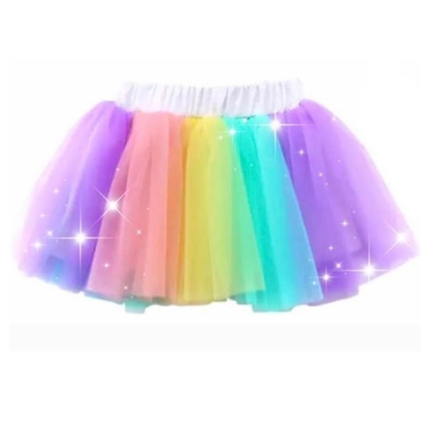Saia de Tule Colorida Arco-Irís