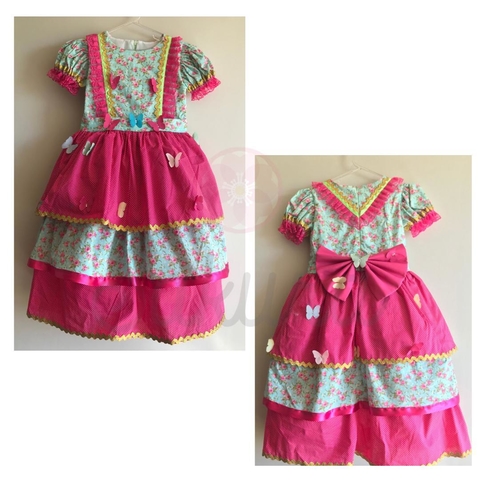 Vestido Infantil Jardim Encantado Flores Borboletas
