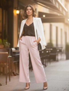 Palazzo de lino con rayas finitas. - comprar online