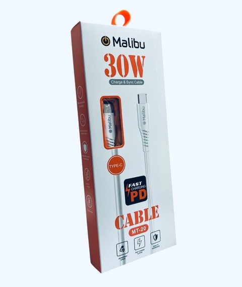 Cable tipo C-C Datos + Carga rápida 30W MALIBU MT20 1MT