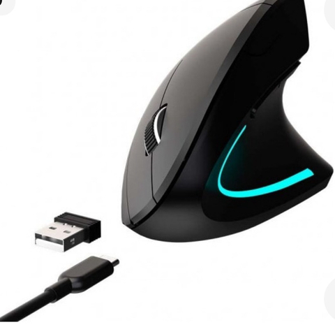 Mouse Vertical Inalámbrico + Bluetooth Recargable Ergonomico 6 Botones NETMAK