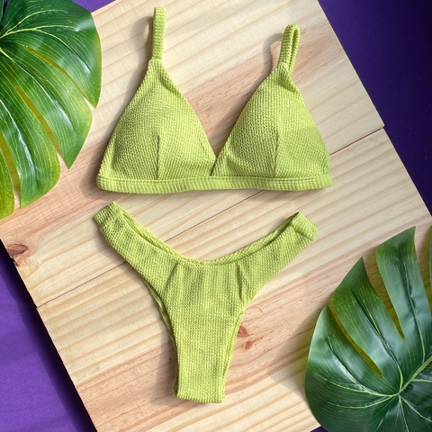 Biquíni Asa Delta Texturizado Verde Limão