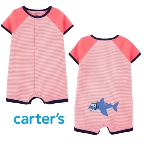 Macacão Curto Romper Carter's Vermelho Tubarão