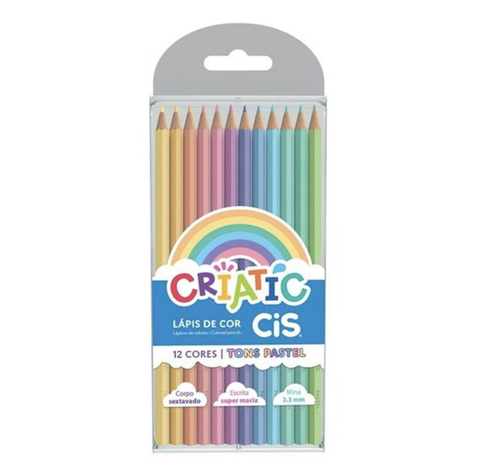 Lápis de Cor Criatic Pastel com 12 Cores CiS