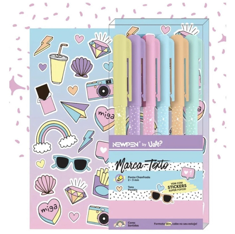 Marca Texto Up Pastel - Uatt Melhores Amigas - 6 Cores - Newpen