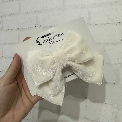 Laço Veneza G - Veludo Branco