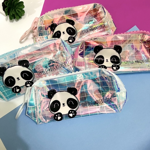 ESTOJO HOLOGRÁFICO ZIPER TRATORADO -PANDA