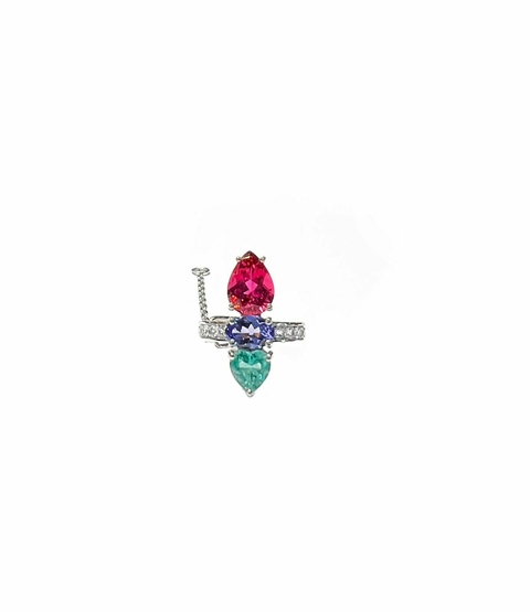 Piercing Colors em Turmalina Rosa, Esmeralda, Tanzanita e Topázio Branco - comprar online