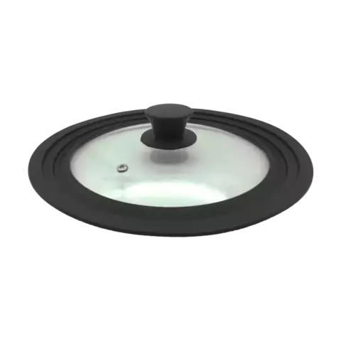 519756 - TAMPA DE PANELA VIDRO E SILICONE RETRATIL 28/30/32CM PRETA